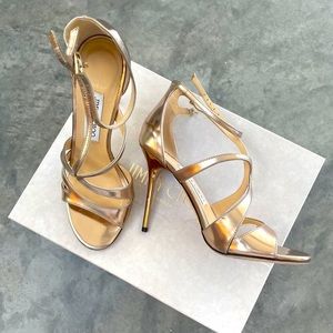 Jimmy Choo metallic gold heels
